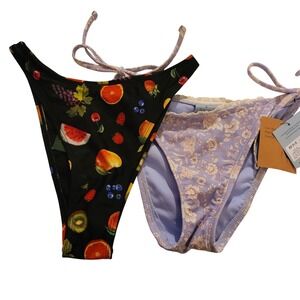 Wild Fable and Shade & Shore Cheeky Bikini Bottoms XS Fruit Floral Print NWT